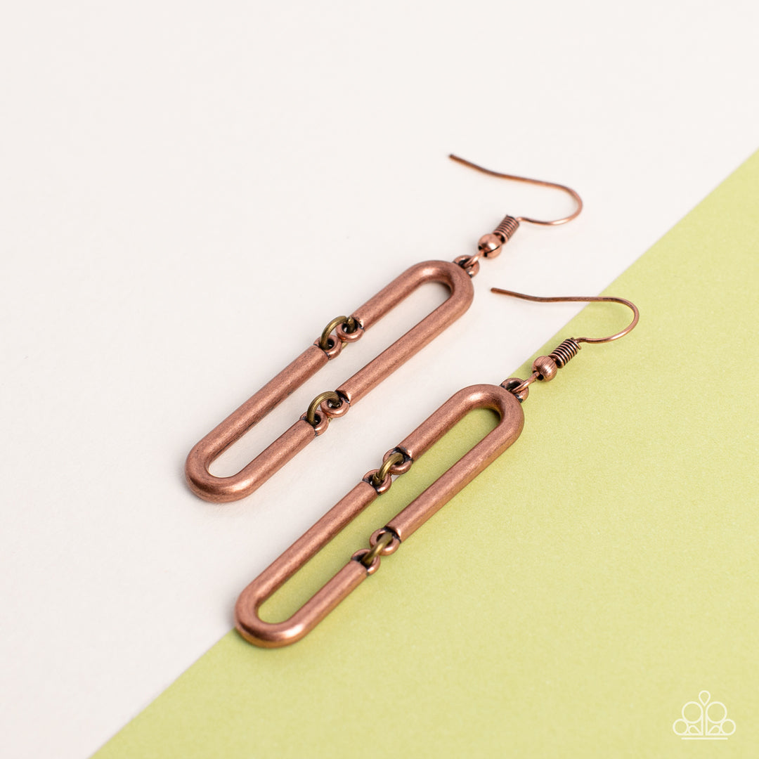 Linked and Synced - Copper Earrings