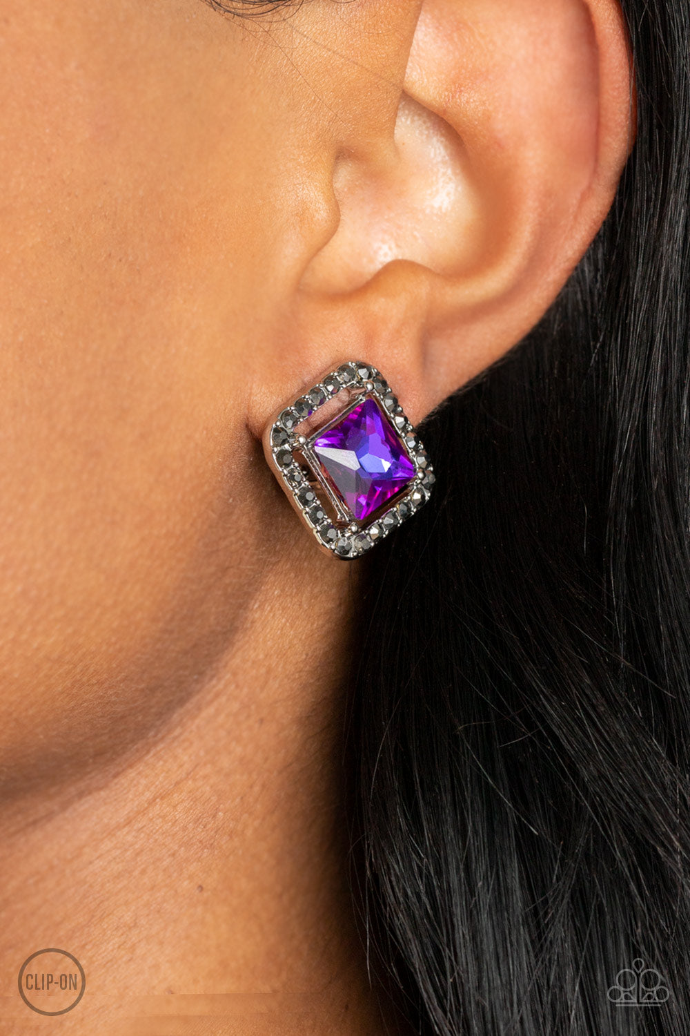 Cosmic Catwalk - Purple Clip On Earrings