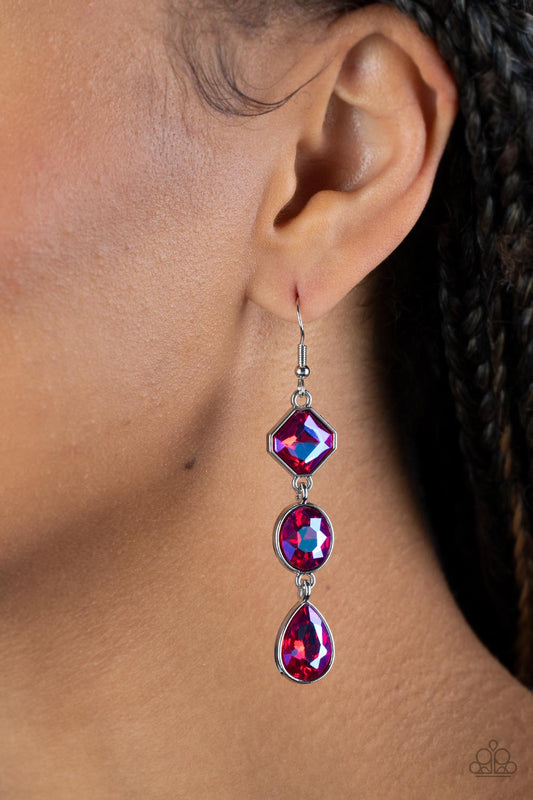 Reflective Rhinestones - Pink Earrings