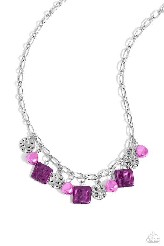 Sophisticated Squared - Purple Necklace